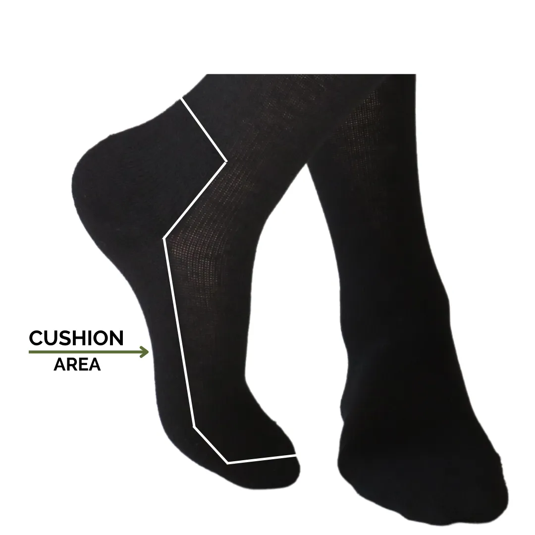 YoU® Black Merino Wool CUSHION Knee High • Travel & Sport 15-20 mmHg Compression