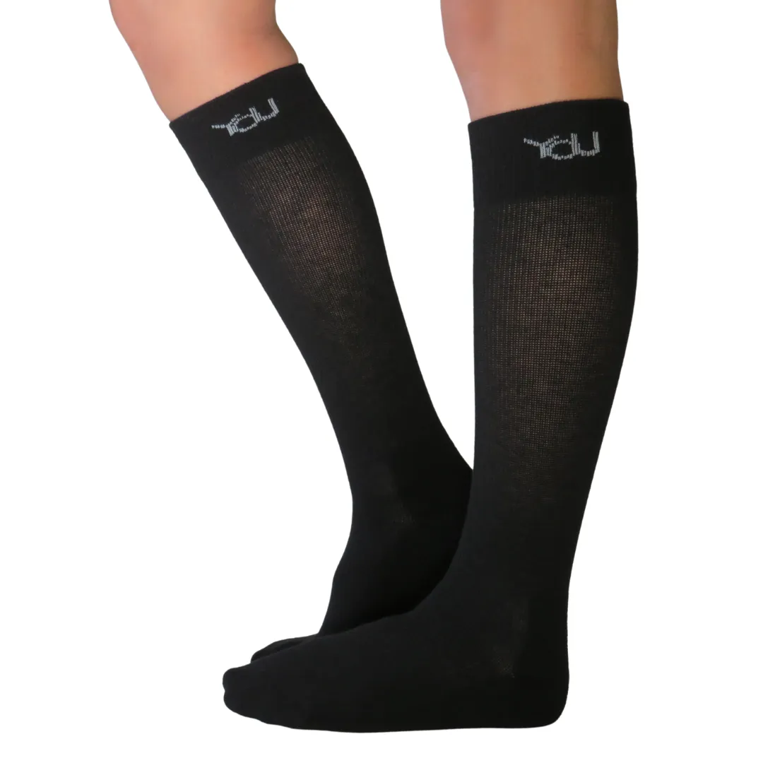 YoU® Black Merino Wool CUSHION Knee High • Travel & Sport 15-20 mmHg Compression