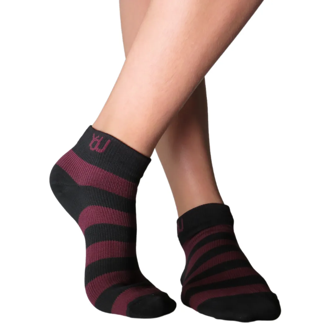 YoU Compression® Burgundy & Black • Ankle Socks 20-30 mmHg